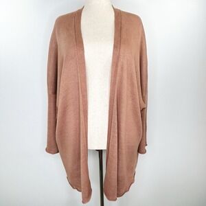 Eskandar Womens Cardigan Sweater OS Peach Linen Open Knit Oversized Quiet Luxury